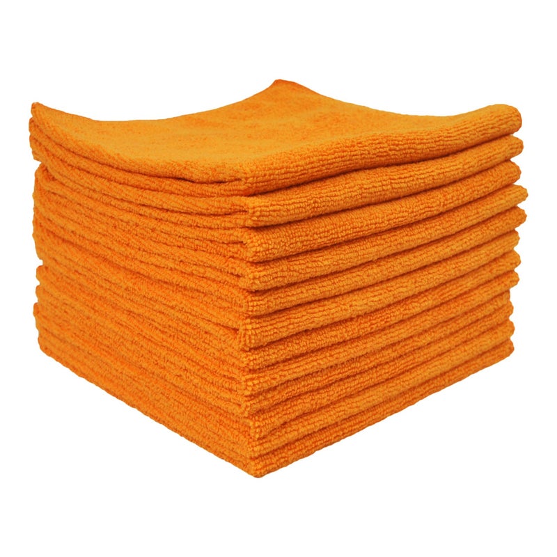 Eurow Utility 240 GSM Terry Weave Microfiber Cleaning Towels for Home, Auto, Boat, RV, Garage, Shop, Streak-Free, Scratch-Free, Reusable, Multi-Surface, Ultra Absorbent, 16x16 Inch, 12-Pack, Orange - Image 2